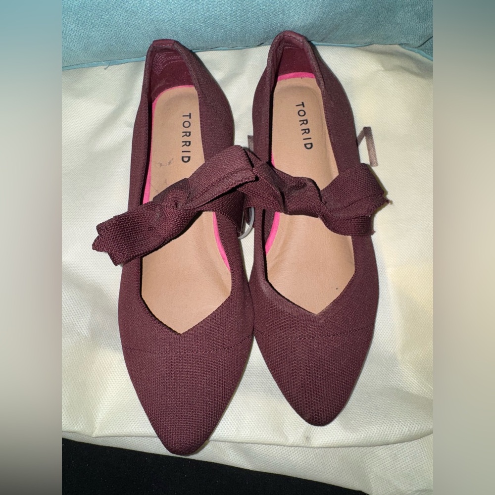 Torrid Women's Burgundy Flats with Bow Accent
